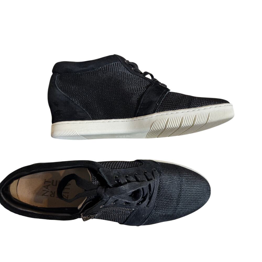 Naturalizer sneakers Kai 2 Zip up & laces black mesh & suede hidden heel Sz 8